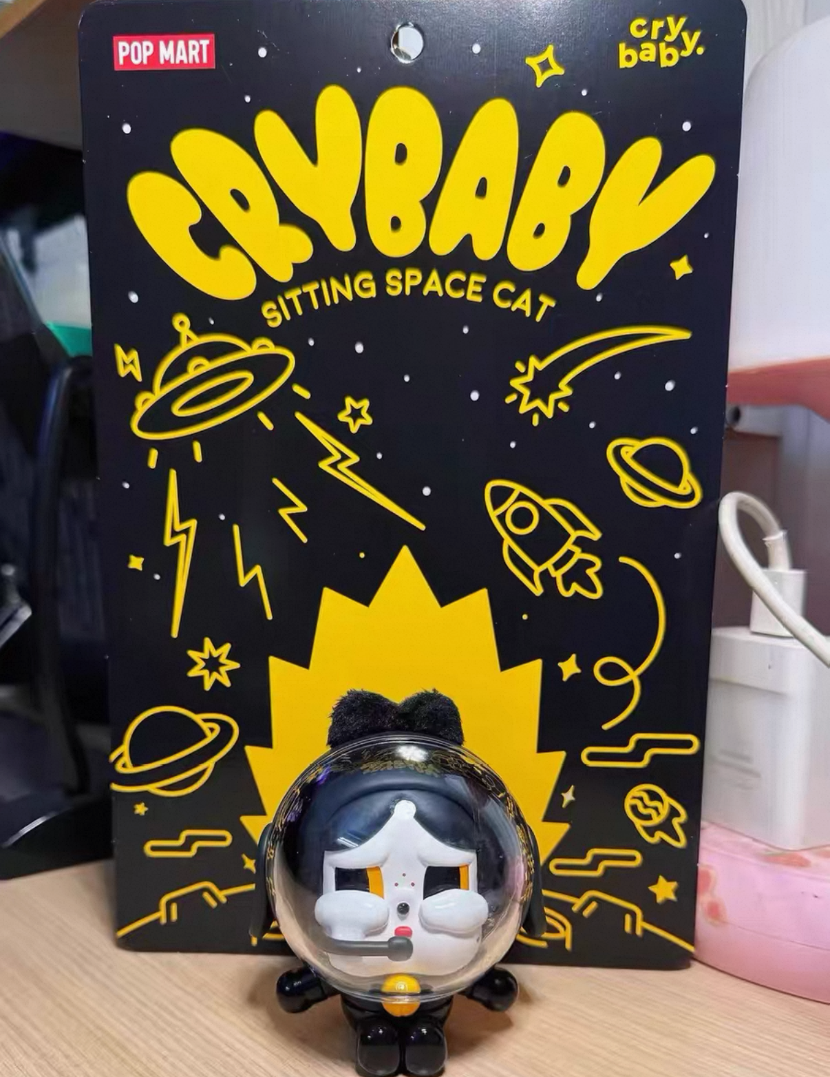 Crybaby Sitting Space Cat Hanging Card