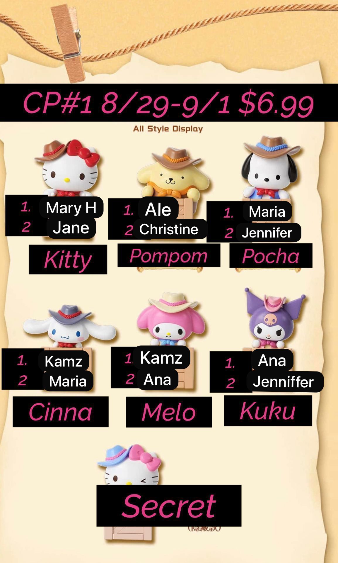 (Pre-Order) Sanrio Cow Boy Crew Series Hippers