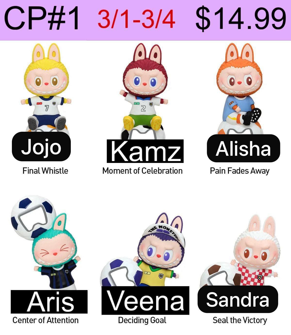 (Pre-Order)THE MONSTERS × FIFA SERIES - Bottle Opener Fridge Magnet Blind Box