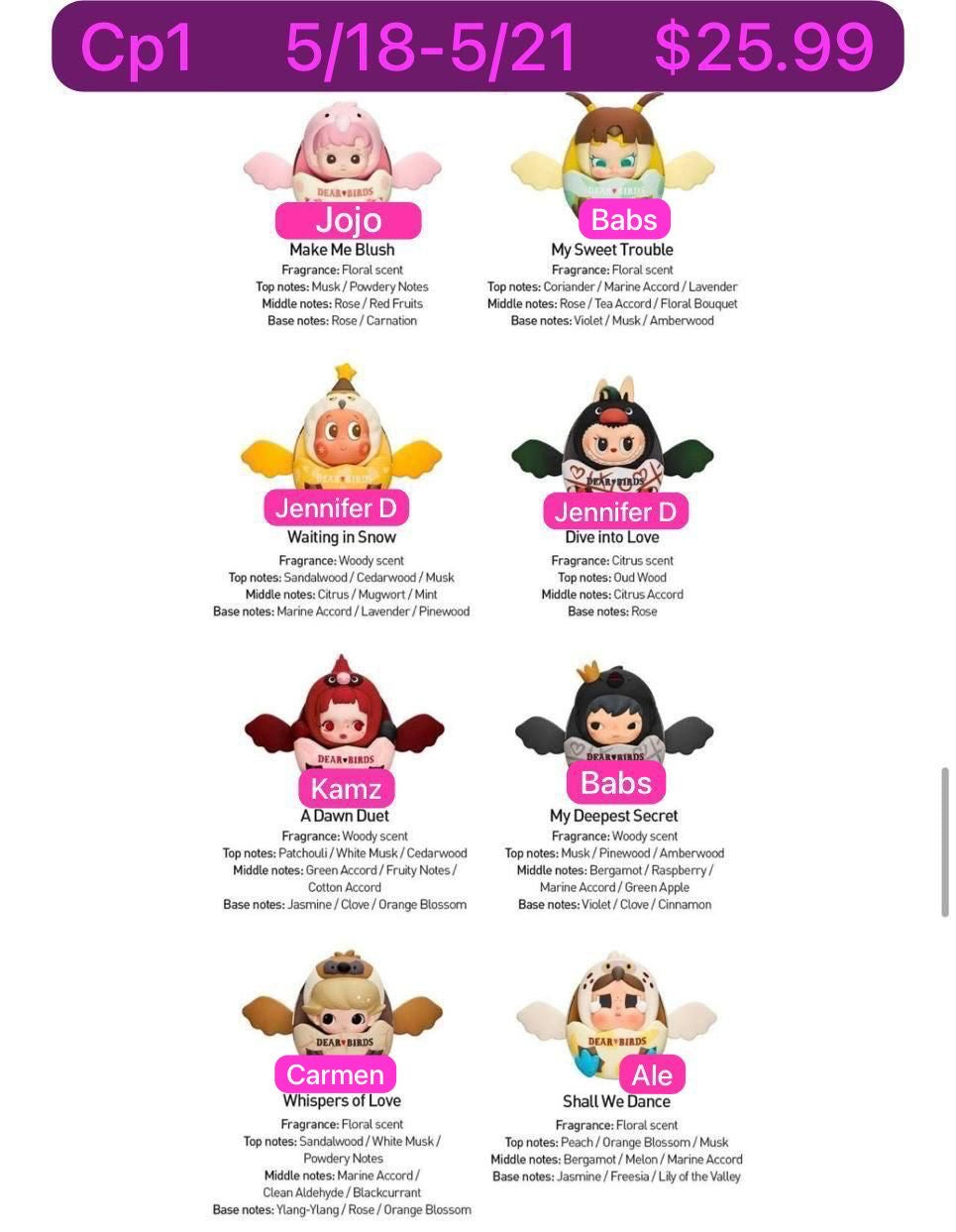 DEAR BIRDS Series Car Fragrance Blind Box