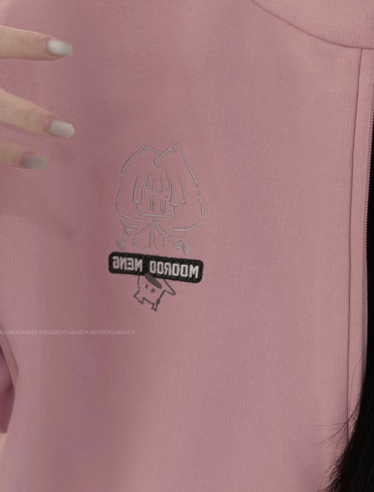 (Pre-Order) Jiangjiang Original Heavyweight (580g) Embroidered Cotton Zip-Up Hoodie – Ultra-Thick, Oversized Fit