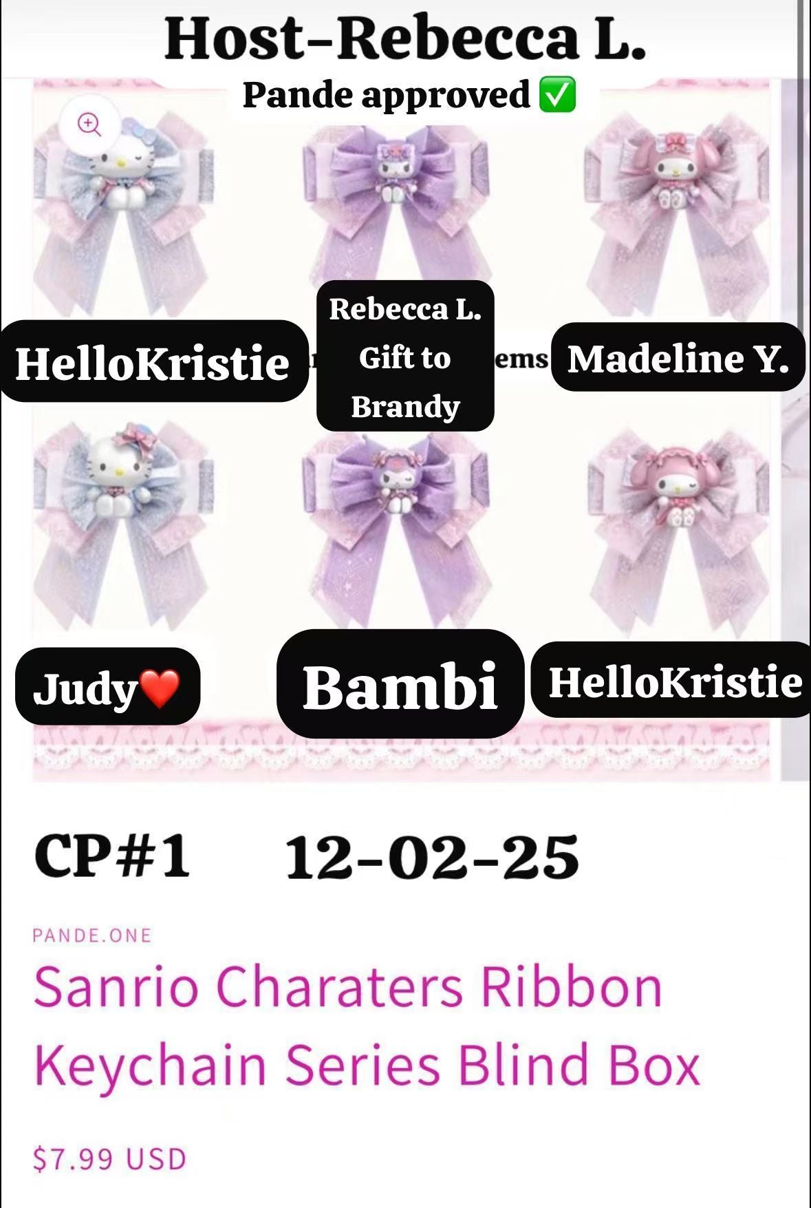 Sanrio Charaters Ribbon Keychain Series Blind Box