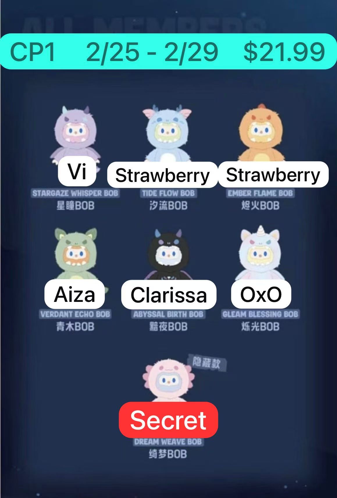 Bob Mystic Dragon Plush Blind Box