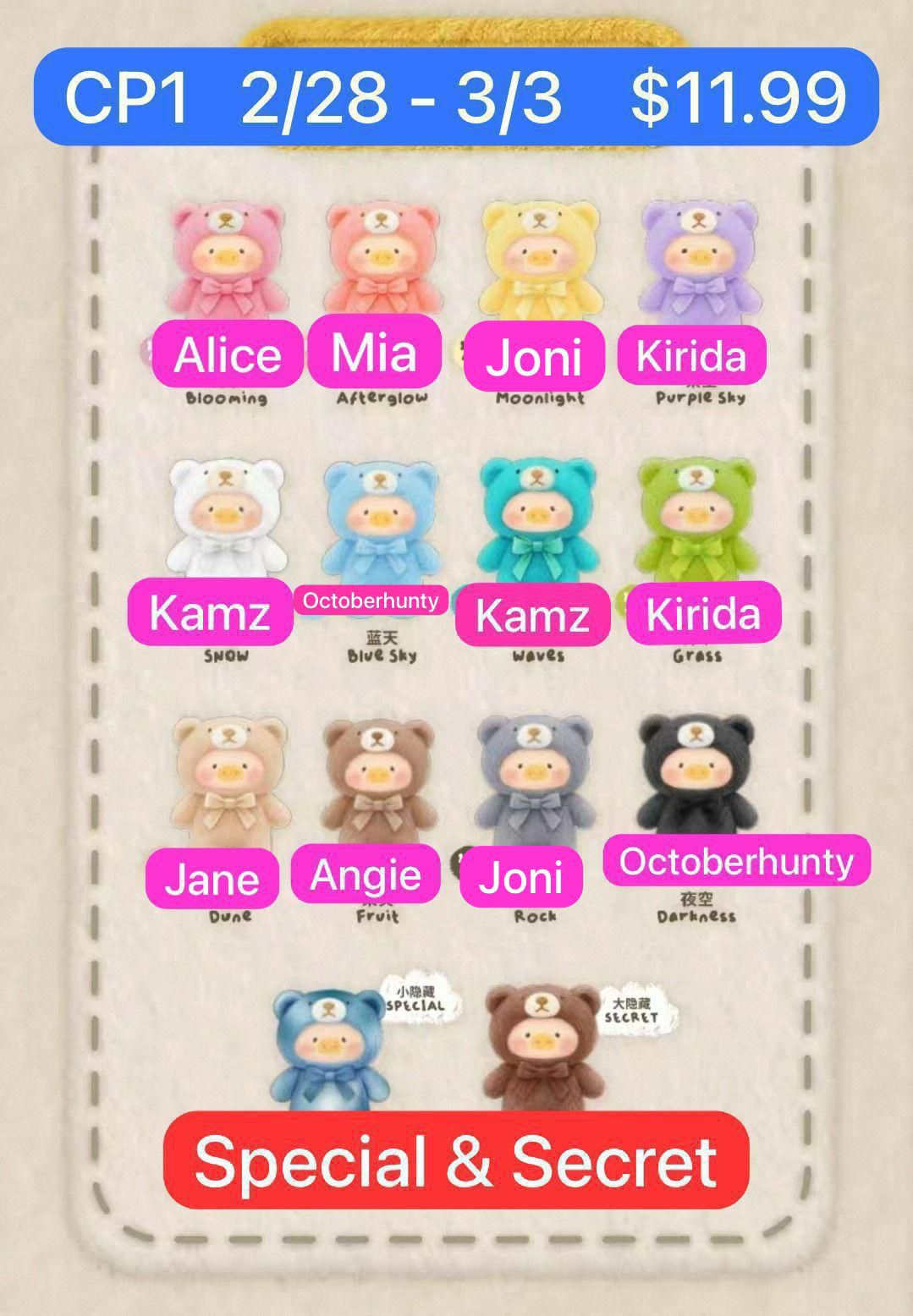 （Preorder-arrival on March 25th.)Lulu Pig Nature Whisper Plush Blind Box