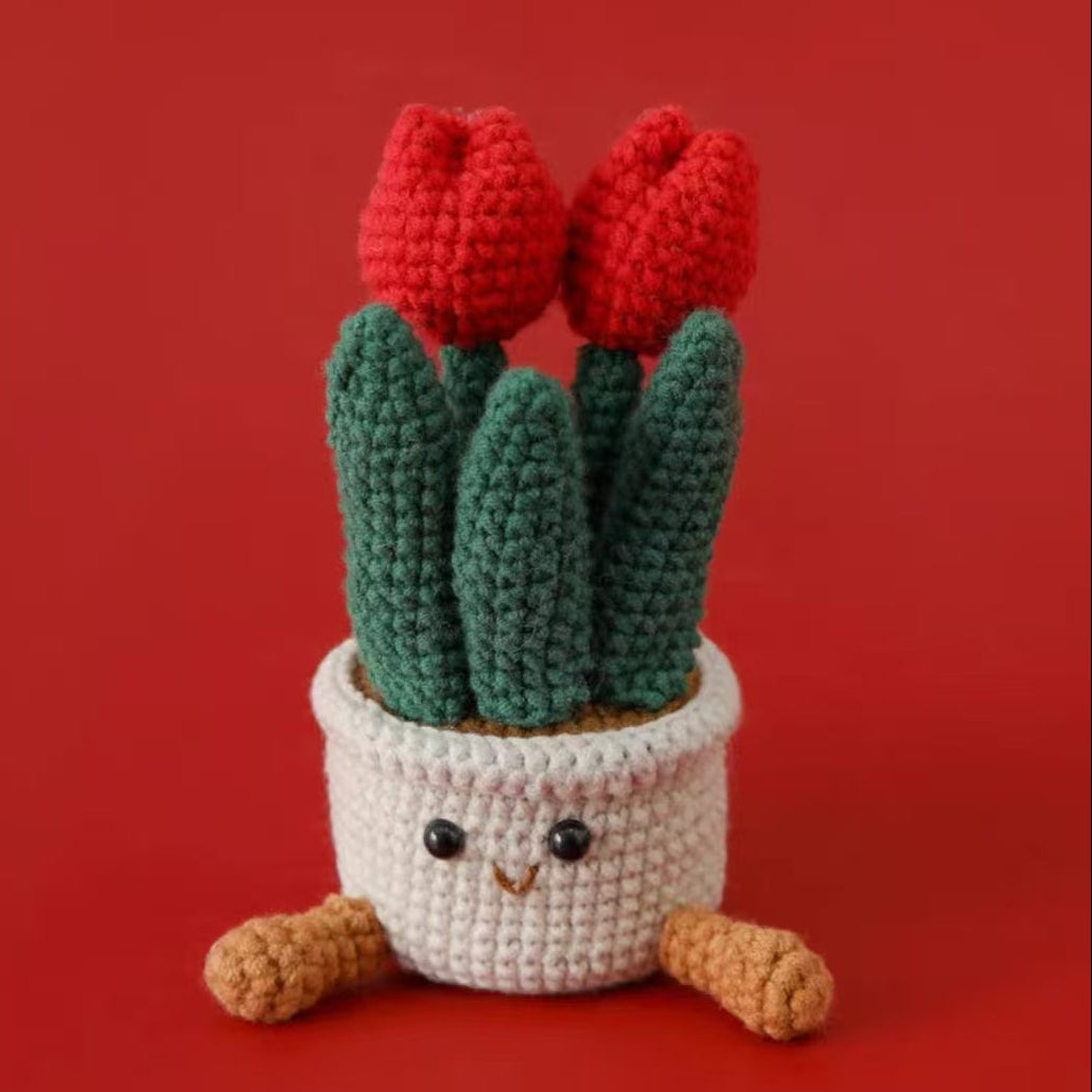 Knitted Double Tulip Mini Pot