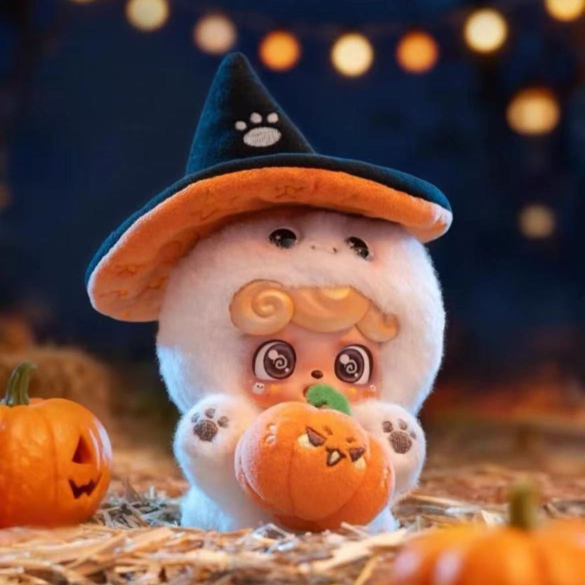 Q.Kid Pumpkin Ghost Plush Hanging Card