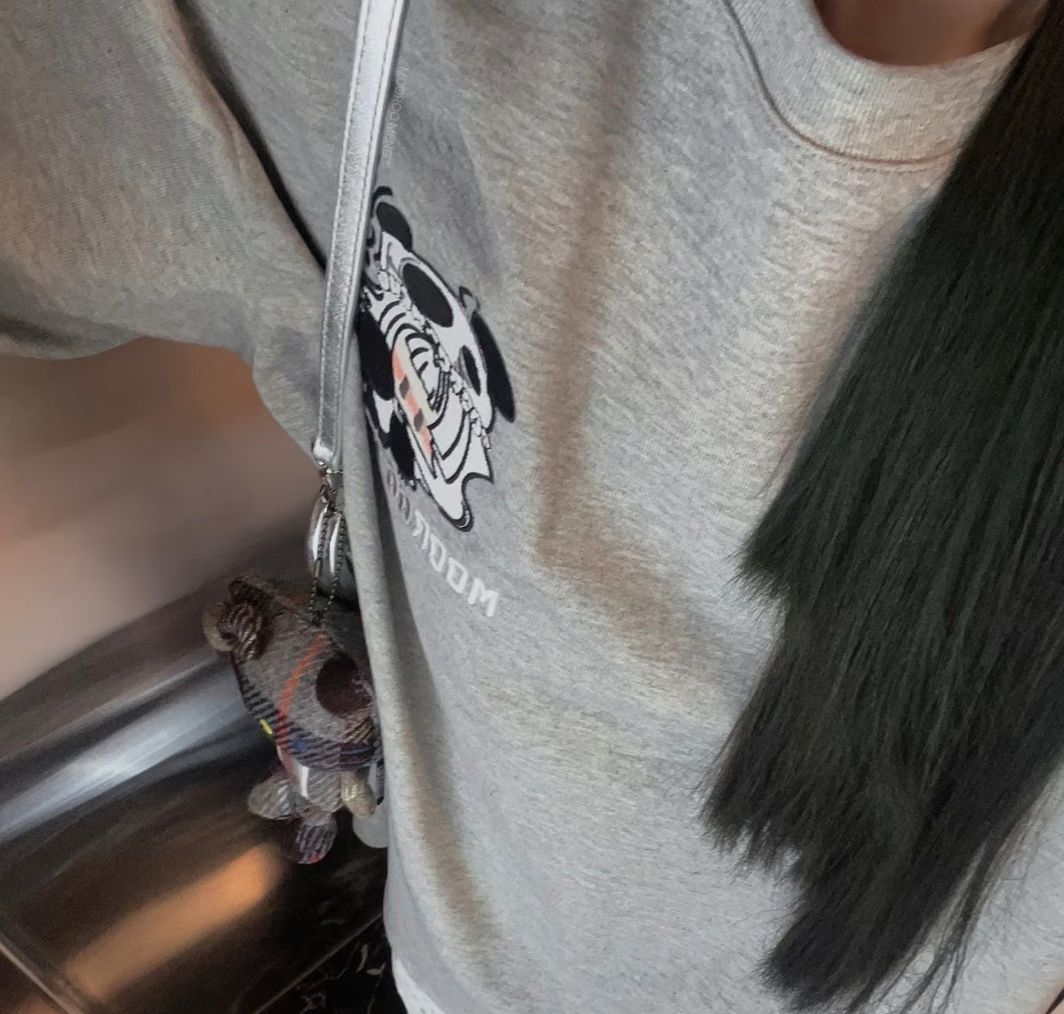 (Pre-Order) Premium Original Embroidered & Printed Grey Loose-Fit Crew-Neck T-Shirt