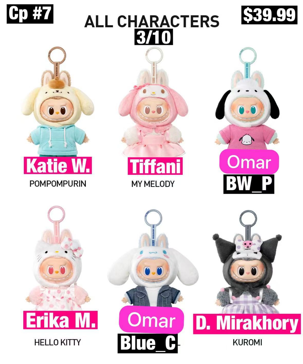 THE MONSTERS × Hello Kitty and Friends Series-Vinyl Plush Pendant Blind Box(Confirmed ones shipped within 3-5 days)