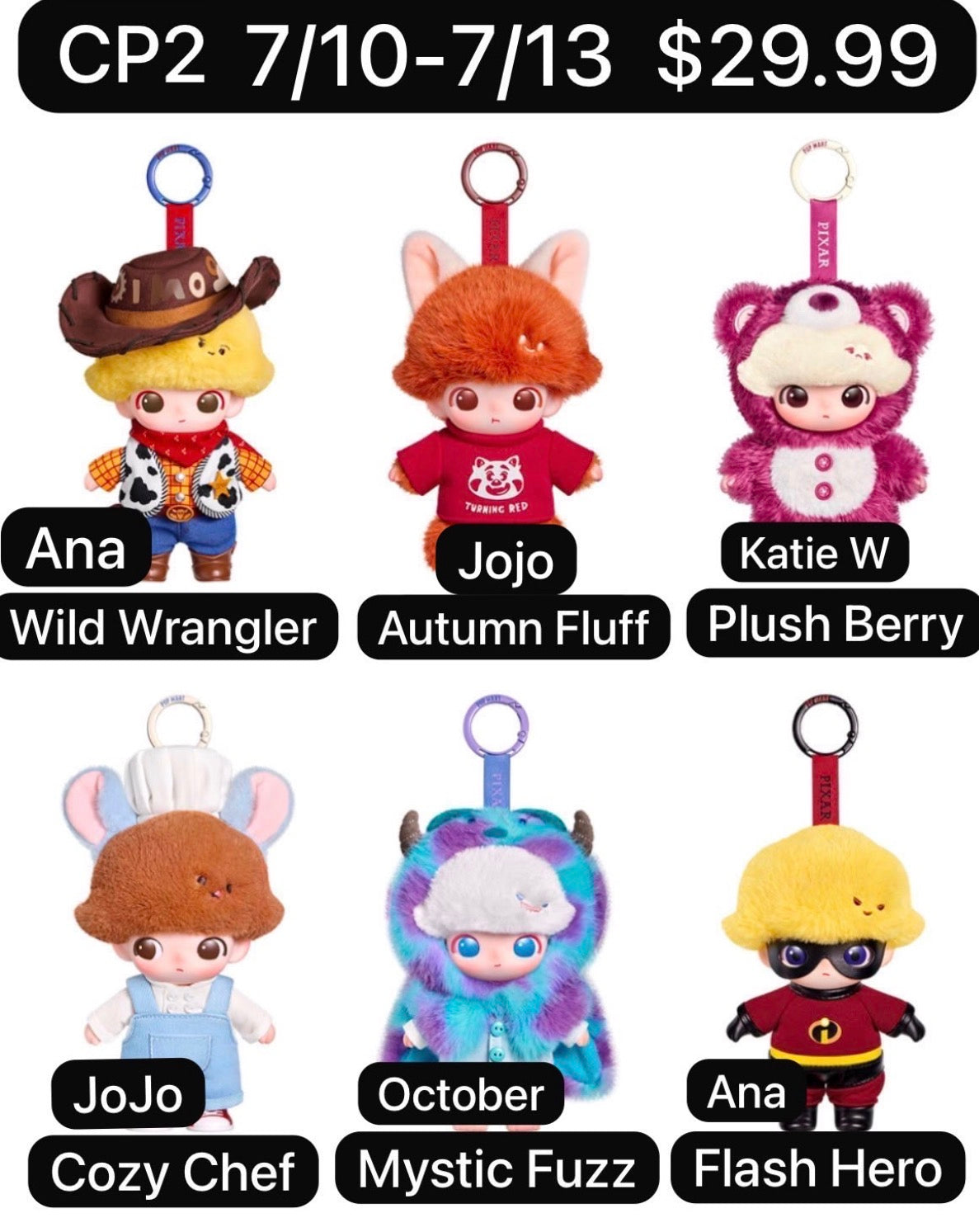 (Pre-Order)Dimoo World x Pixar Series-Vinyl Plush Pendant Blind Box