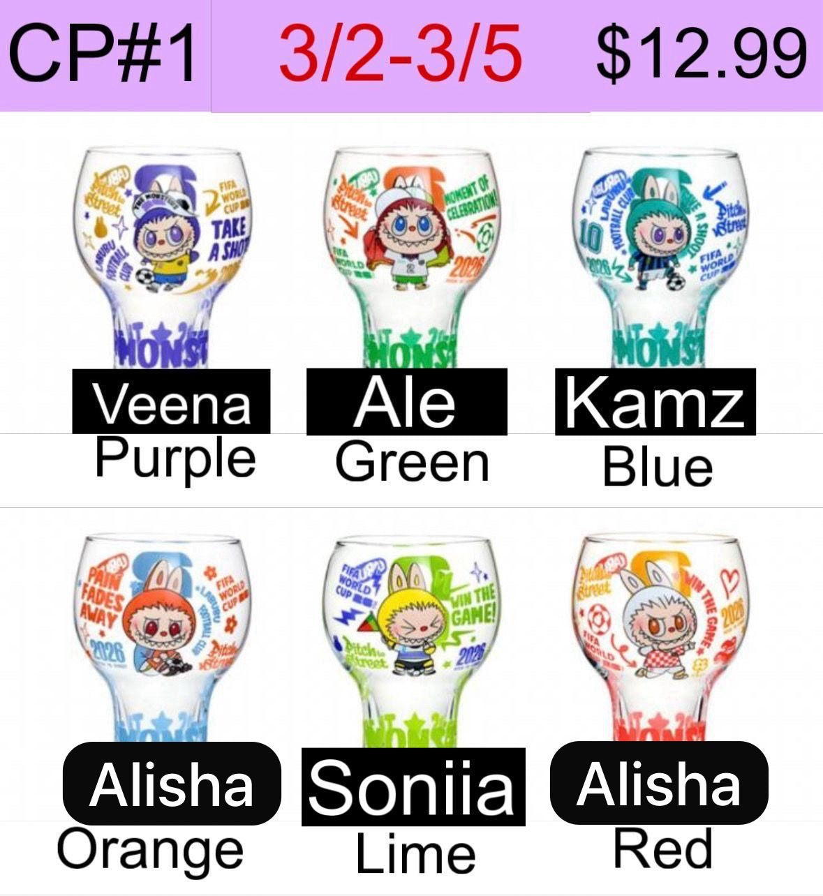 (Pre-Order)THE MONSTERS × FIFA SERIES-Glass Cup Blind Box