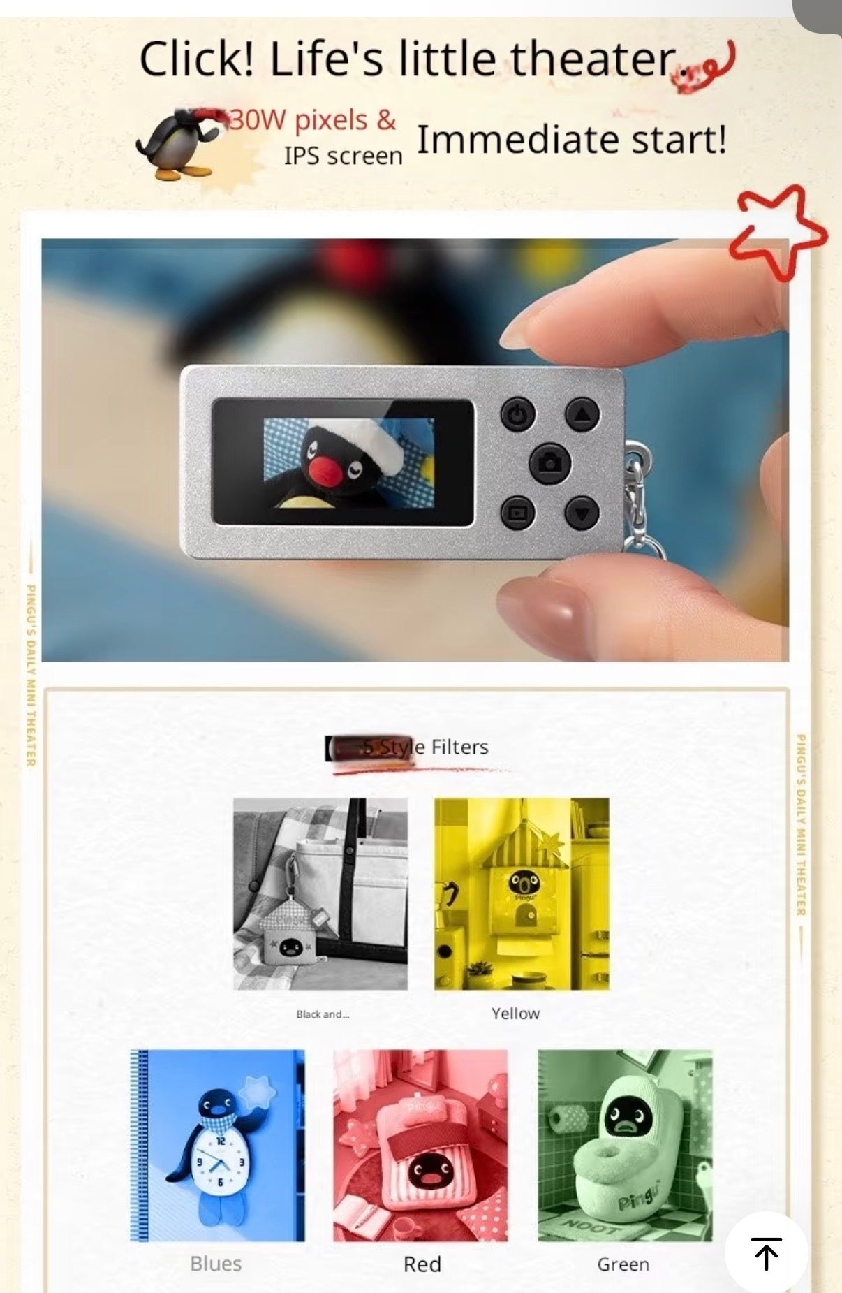 (Pre-Order) Marktubu Pingu Mini Camera Blind Box Birthday Gift for Girls Cute Charm Thumb CCD Graduation Gift