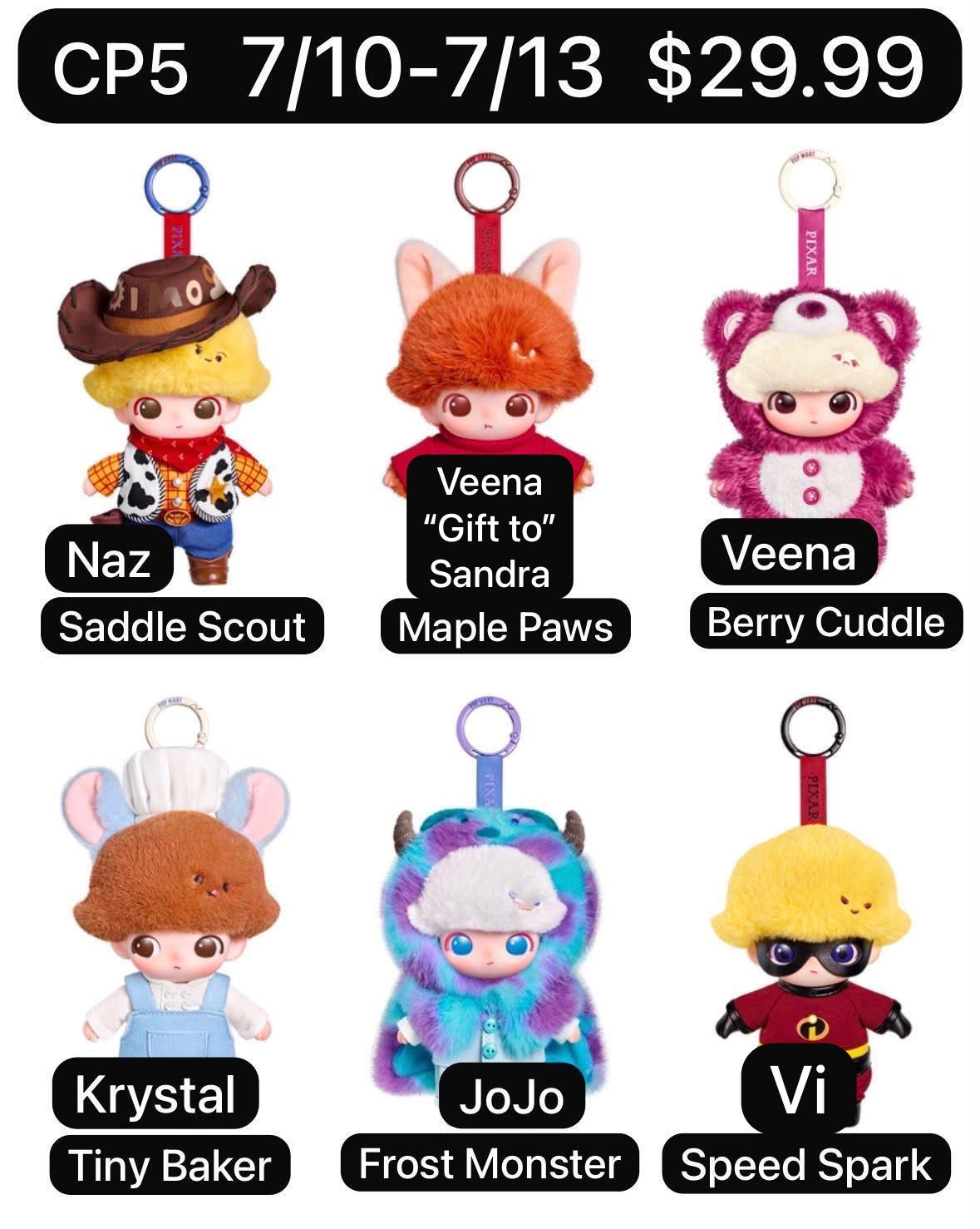 (Pre-Order)Dimoo World x Pixar Series-Vinyl Plush Pendant Blind Box