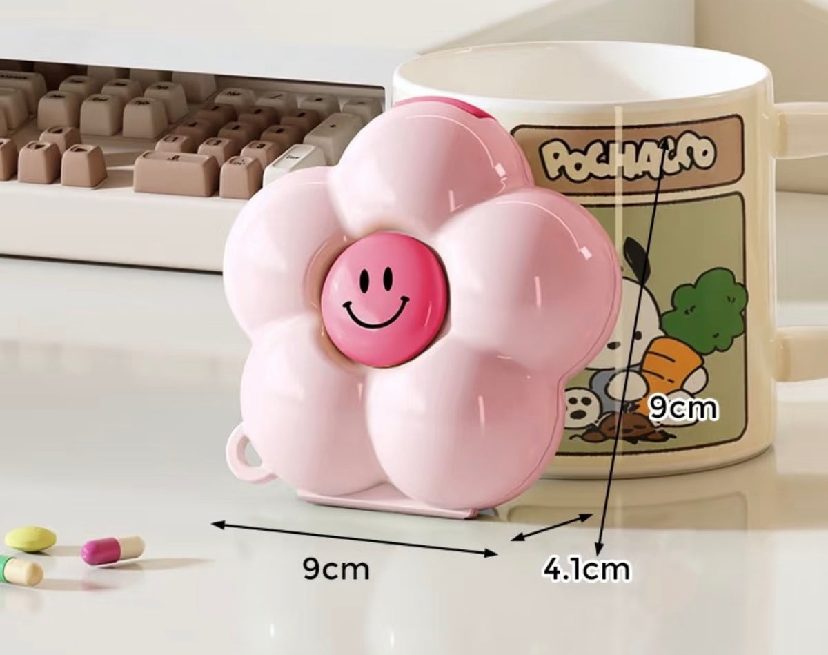 (Pre-Order) Dopamine-style portable mini multi-functional travel pill organizer – 7-day plastic pill box with compartments.