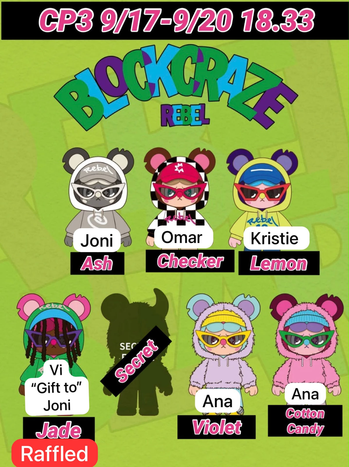 (Pre-Order 9.26) Rebel Bear Frenzy Block Plush Series Blind Box