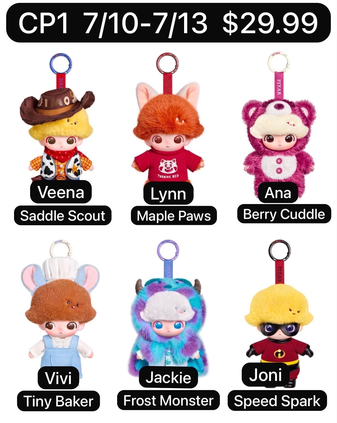 (Pre-Order)Dimoo World x Pixar Series-Vinyl Plush Pendant Blind Box
