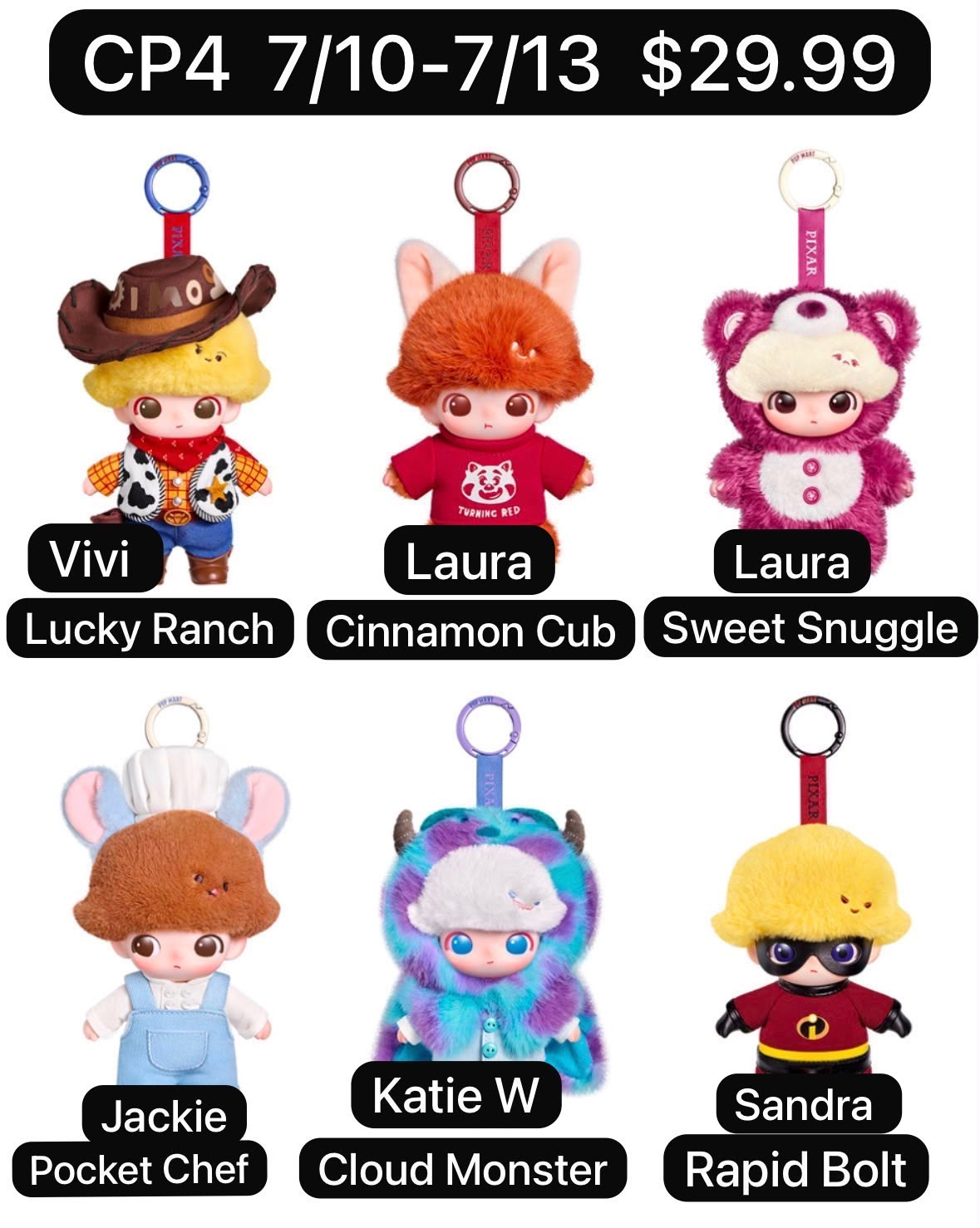 (Pre-Order)Dimoo World x Pixar Series-Vinyl Plush Pendant Blind Box