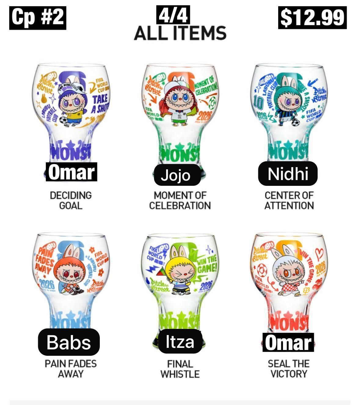 (Pre-Order)THE MONSTERS × FIFA SERIES-Glass Cup Blind Box