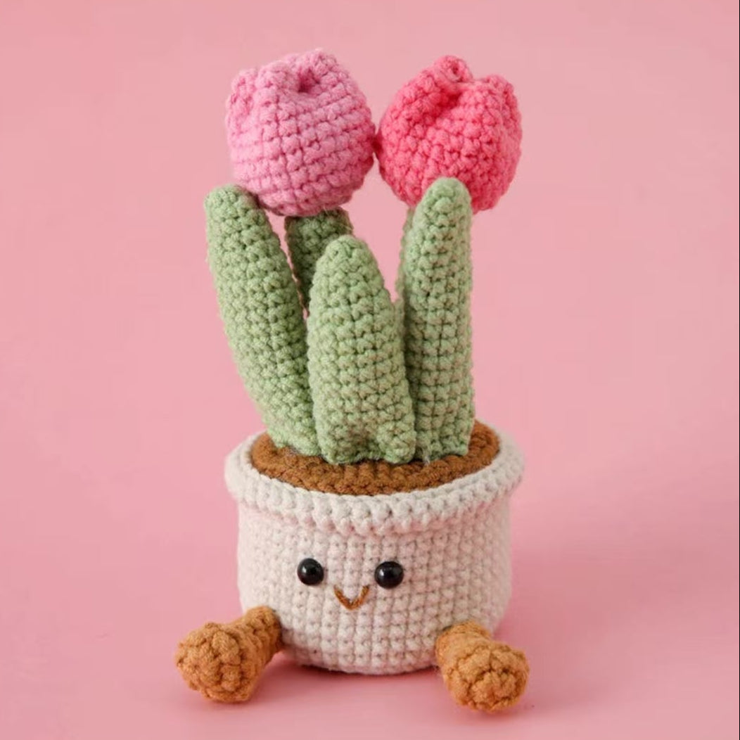 Knitted Double Tulip Mini Pot