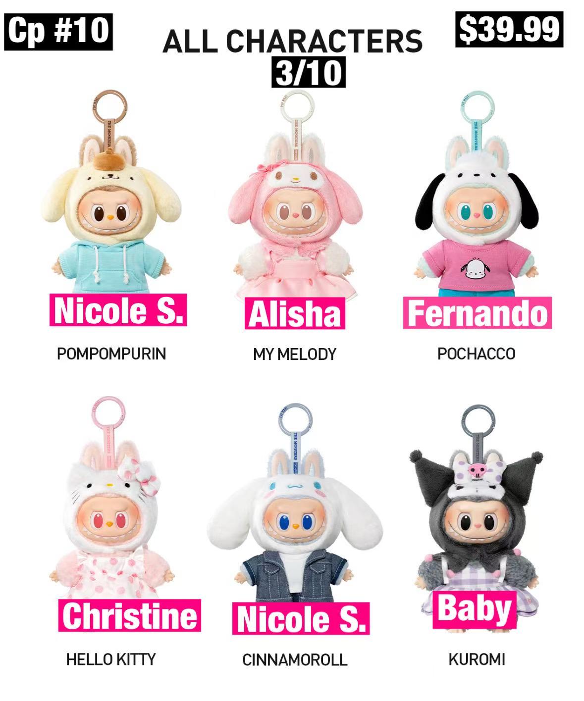 THE MONSTERS × Hello Kitty and Friends Series-Vinyl Plush Pendant Blind Box(Confirmed ones shipped within 3-5 days)