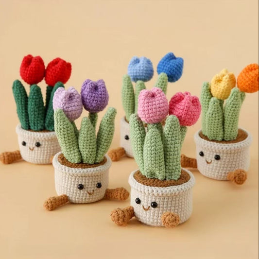 Knitted Double Tulip Mini Pot