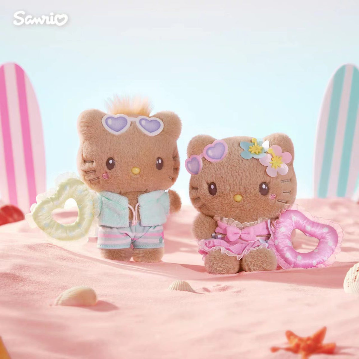 (Pre-Order) Sanrio Summer Sun‑Bathing Series Plush Charm